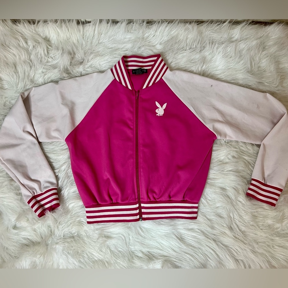 Y2k Vintage Playboy Cropped Varsity Jacket Gem